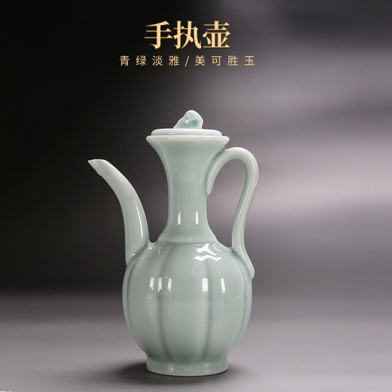 仿宋执壶陶瓷点茶工具手执壶汤瓶茶酒壶宋代O斗茶比赛培训练习茶