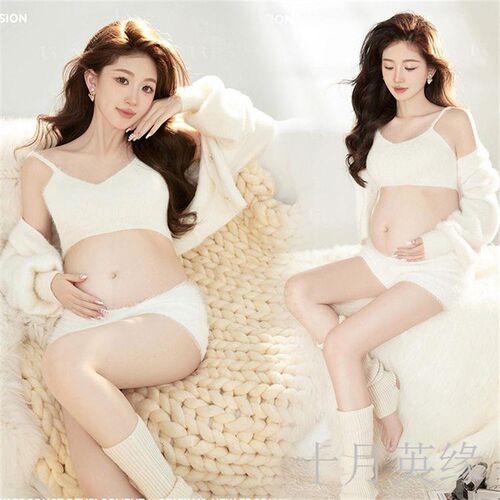 新款影楼孕妇拍照服装小清新x孕妈咪温馨居家慵懒纯欲风孕妇摄影