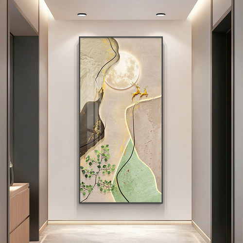 玄关装饰画c现代简约入户走廊过道挂画大气客厅正对门大幅竖版壁