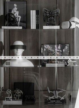 现代样板间儿童房潮玩摆件科技感展示架男孩房电竞机器模型装饰品