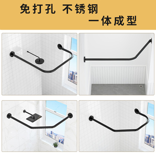 免打孔浴帘杆不等边弧形浴室支撑杆洗澡l型卫生间淋浴隔断定制u形