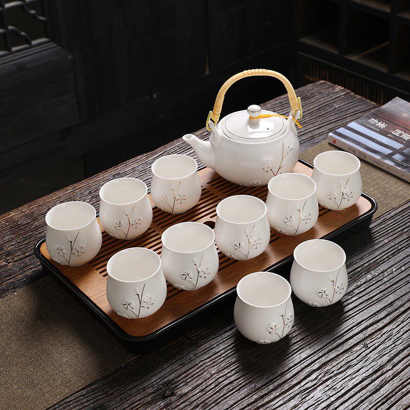 茶壶套装家用茶杯具茶具客厅泡茶A现代中式陶瓷茶杯泡茶具茶盘整
