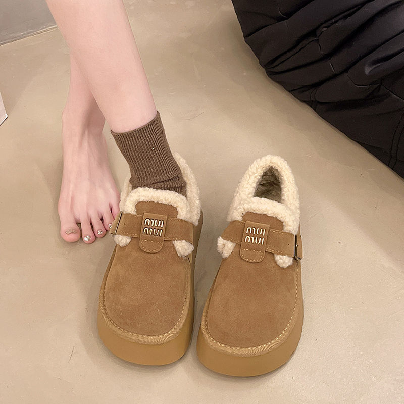 冬季新款厚底勃肯鞋女加绒加厚