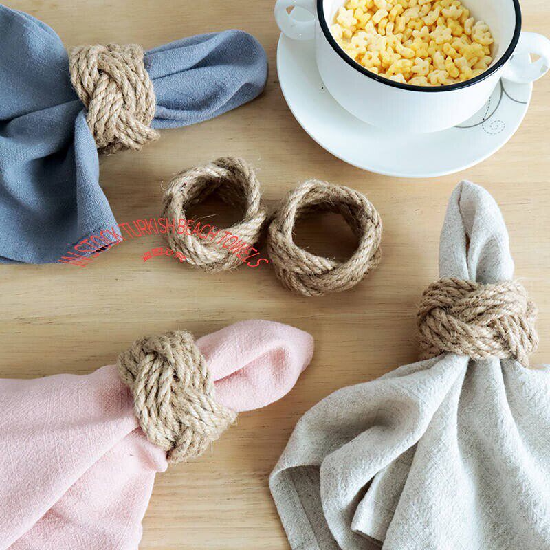 Natural Linen Napkin Rings for Wedding婚礼亚麻草编西餐巾扣