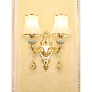 欧式水晶壁灯客厅电视背景墙简单欧式卧室床边简单楼梯过道豪华锌