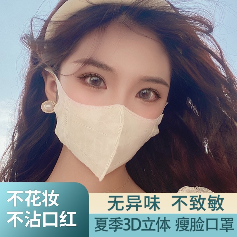 口罩3d立体女高颜值2024新款一次性黑白口罩网红防晒男潮款夏季薄