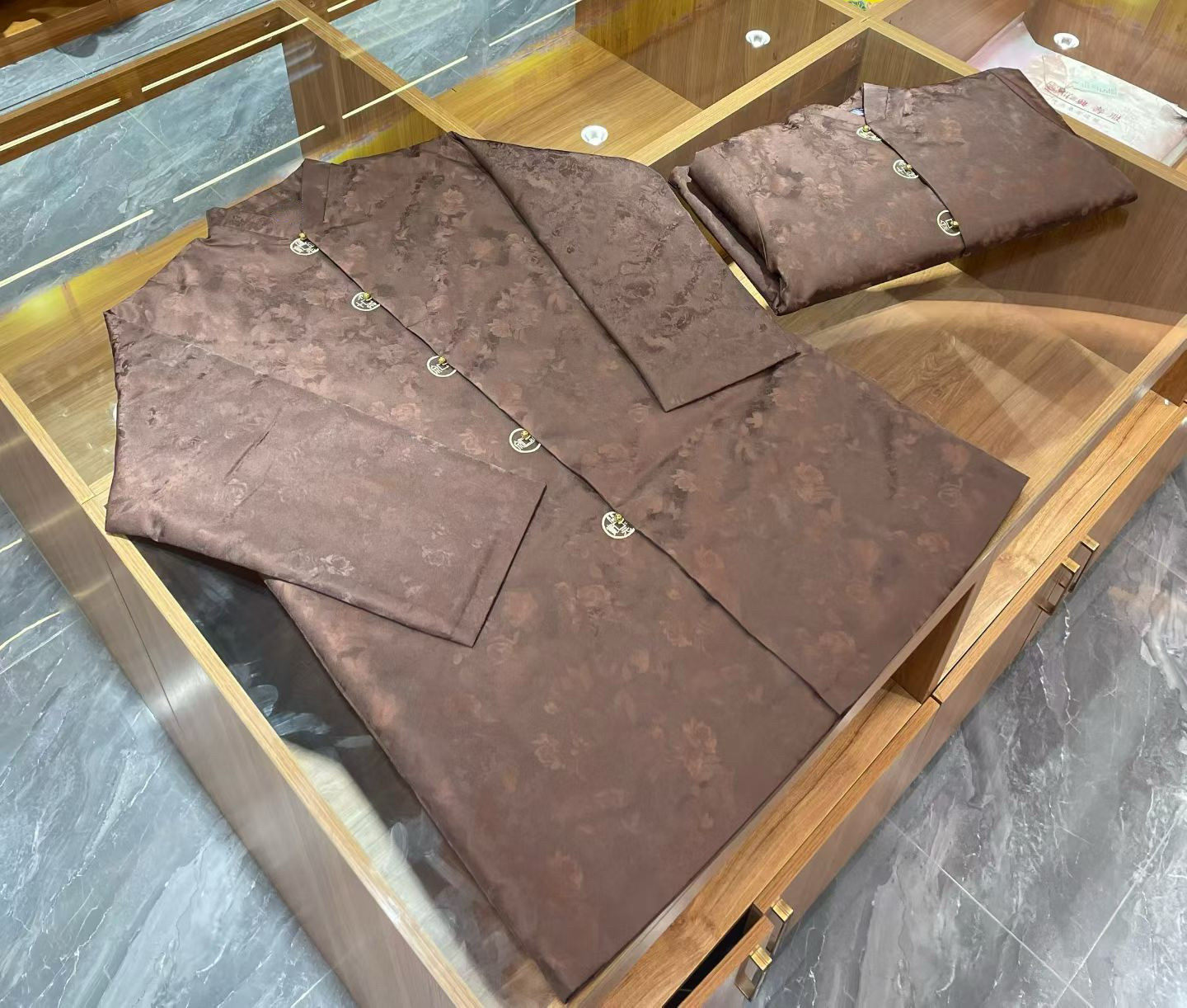 高档男款寿服真丝提花七件套寿终衣百年服冲喜增福添寿送老衣全套