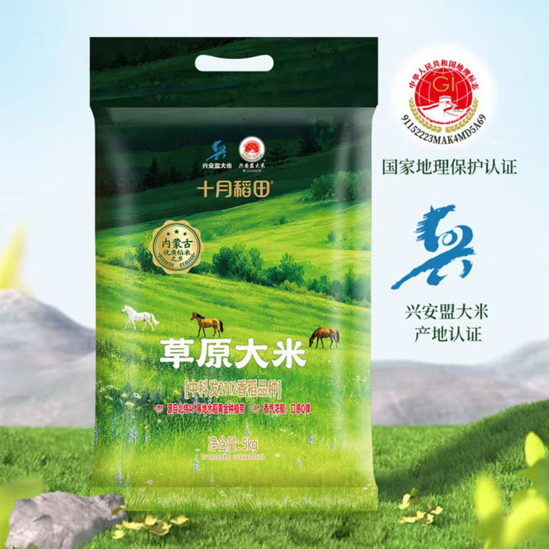 山姆 十月稻田草原大米10Kg(5kg*2袋)米粒饱满,色泽青白有光泽