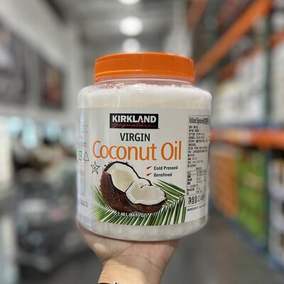 COSTCO进口KIRKLAND柯科克兰冷榨初榨椰子油烘焙食用油护发2.48升