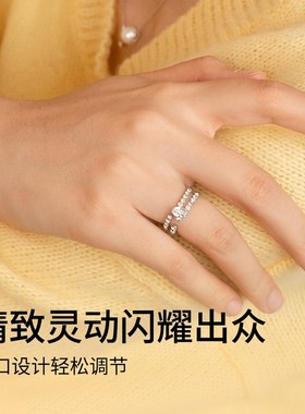 abyb期许戒指女锆石轻奢高级感指环饰品开口戒饰品素圈新款