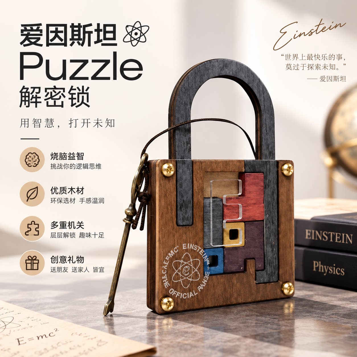 GM同款爱因斯坦Puzzle解密锁鲁班