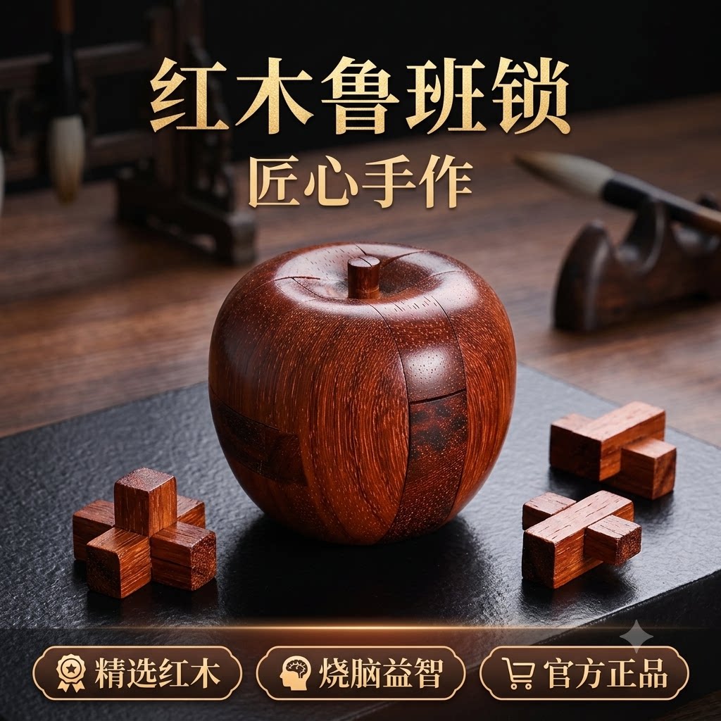 苹果红木鲁班锁益智玩具puzzle
