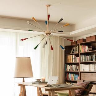 孟菲斯客厅吊灯意大利设计师款中古风彩色分子造型挑空餐厅卧室灯