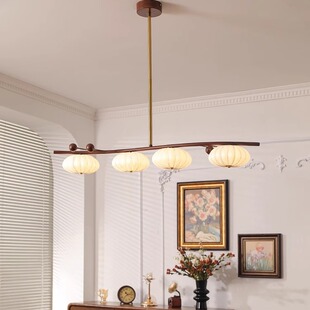 中古风餐厅吊灯复古侘寂创意设计师高级感餐桌吧台一字长条吸顶灯