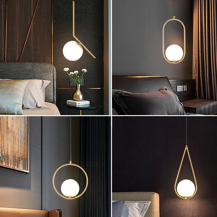 欧式床头吊灯现代简约卧室餐厅灯吧台玄关长线单头小吊灯