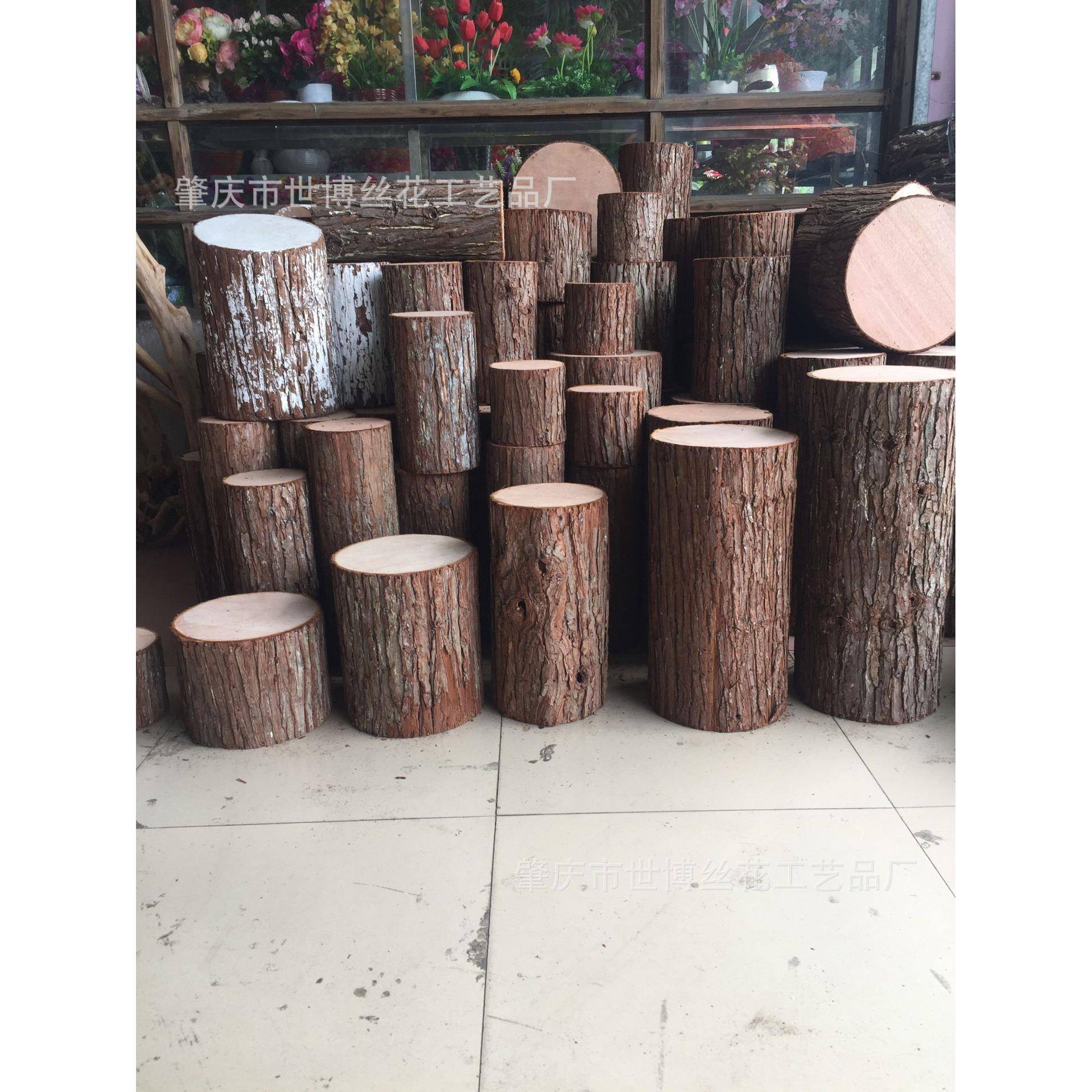 仿真木桩空心木桩树桩茶几桌摄影婚庆用品杉皮木墩