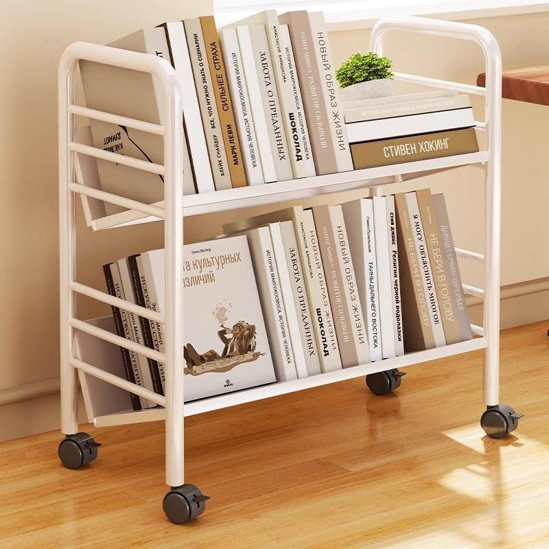 桌边收纳架可移动小书柜教室课桌旁学生学习书本带轮置物架书立架