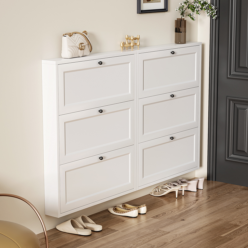 2023新款超薄鞋柜12cm家用门口大容量钢制翻斗鞋柜多层收纳鞋架子