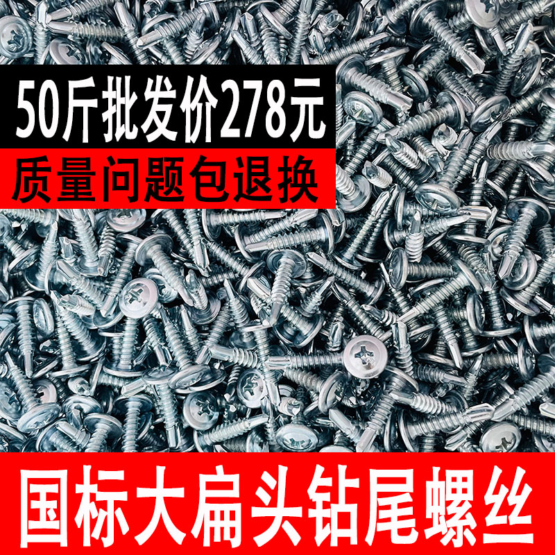 国标十字大扁头钻尾钉镀锌自攻自钻燕尾丝彩色钢瓦铁皮专用螺钉4.