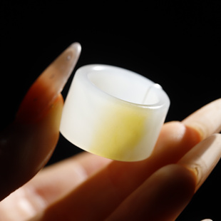 杨艺源 新疆和田玉且末糖白扳指戒指支持复检官方旗舰店