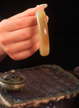 新疆且末糖白手镯山料平安镯玉镯