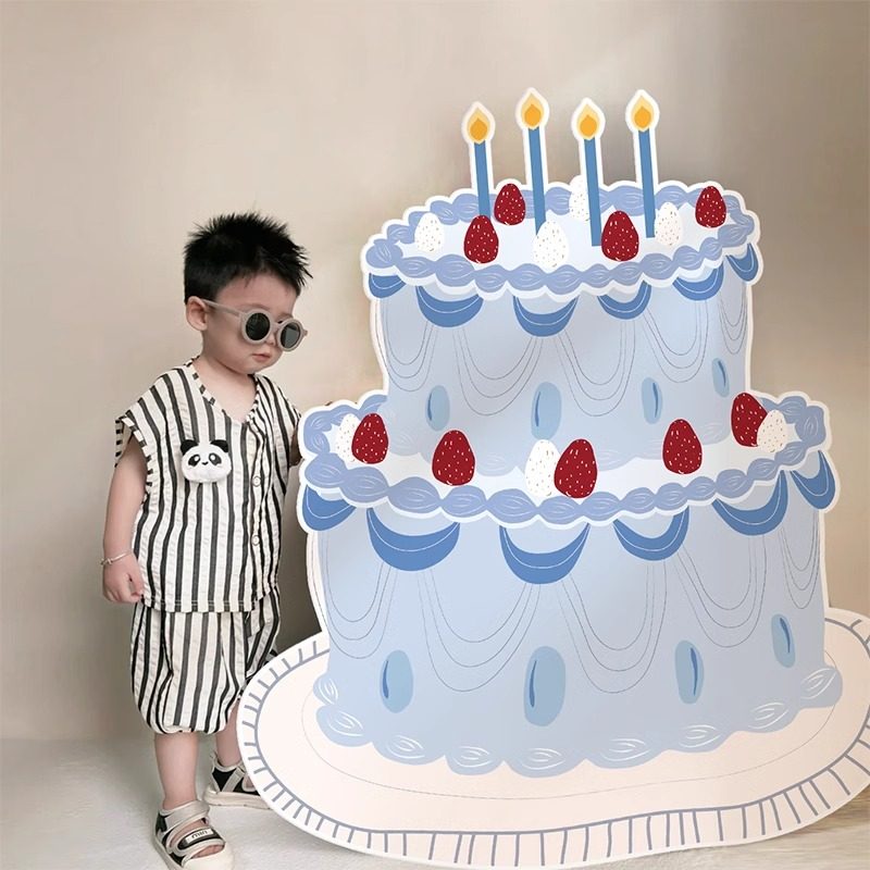周岁生日布置蛋糕kt板装饰场景男女孩生日派对摆件拍照道具背景墙