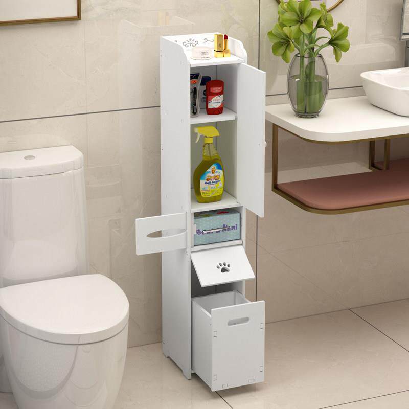 浴室置物架落地式带垃圾桶马桶边柜卫生巾侧柜洗浴用品收纳储物柜