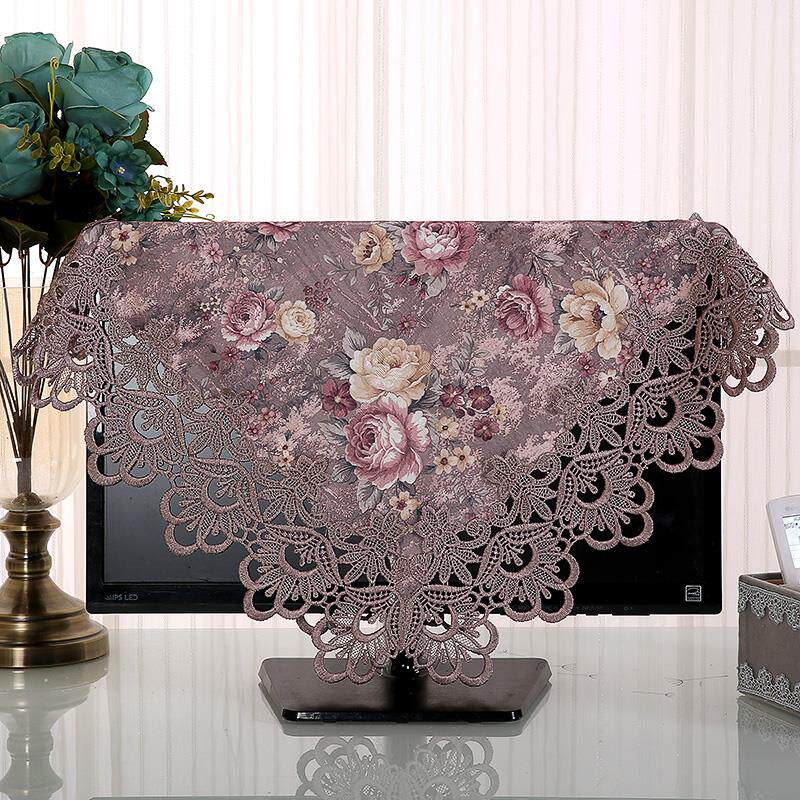 电脑显示器盖布防尘罩主机台式电脑盖布多用巾蕾丝欧式电器防尘布