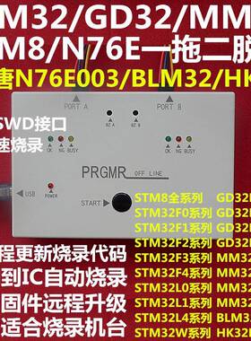 STM32 STM8 GD32 MM32脱机烧录器,N76 N32 CS32编程器,AT32一拖二