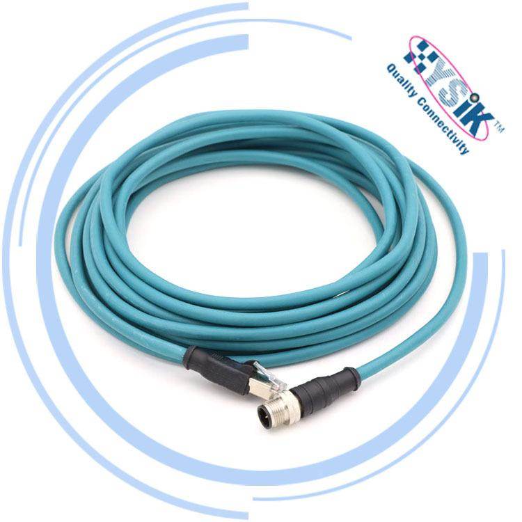 Profinet协议连接器 M12 4芯 D编码转RJ45防水航空插头