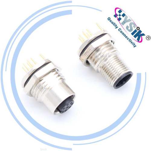 M12传感器连接器 5芯 A编码 CANopen DeviceNet 公头PCB插板式