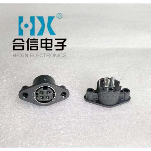 DC电源插座棱形连接器4-09接插件母型4PDIN插孔母座POS机4芯4P