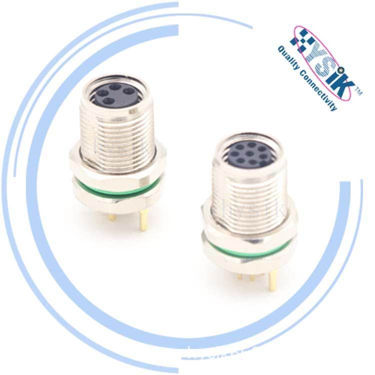 M8连接器 3芯4芯5芯6芯 PCB插板式传感器航空插头