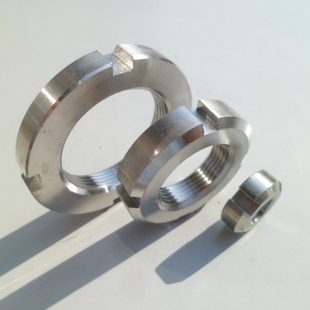 304不锈钢圆螺母 GB812开槽螺帽M10X1M12M14M16M18M20X1.5-M45