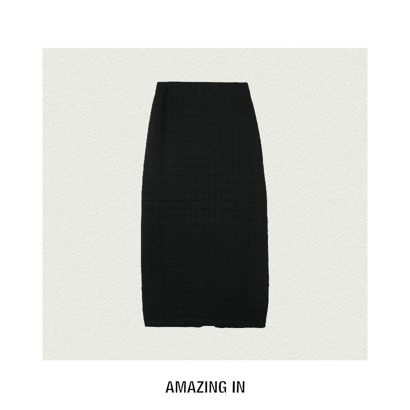 AMAZING IN | 超细美丽诺羊毛 | 格绗棉半裙A250911-AI59DSK13714