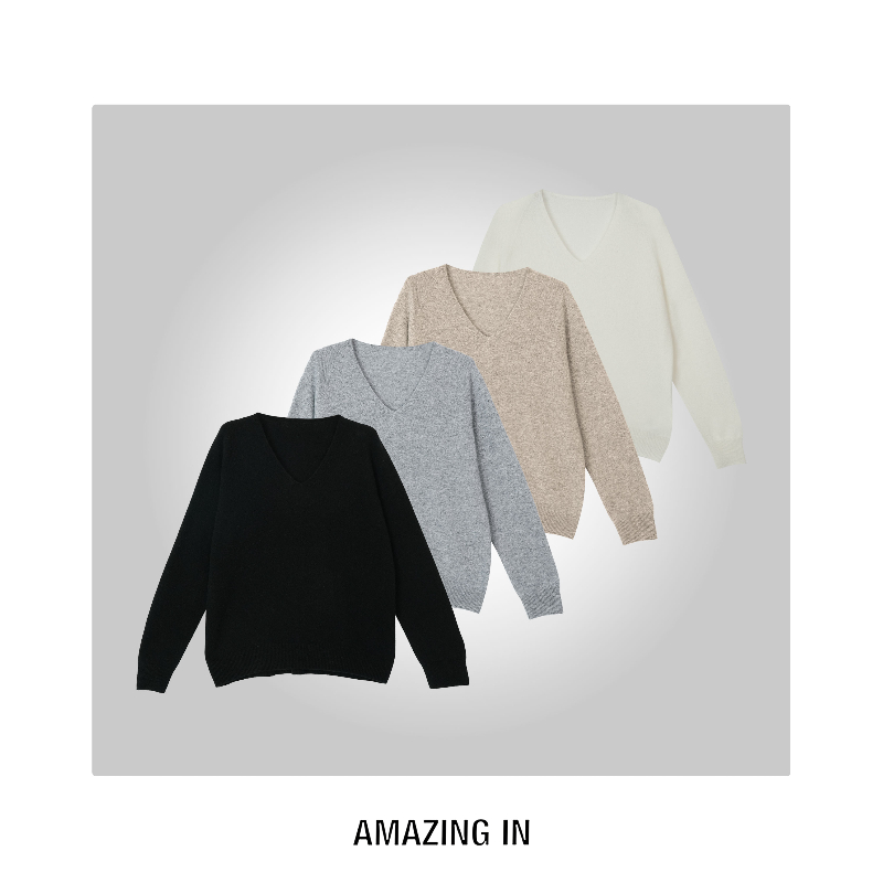 AMAZING IN | 1oo%羊绒 | 慵懒宽松V领毛衣A251120-AI5ADSW25047