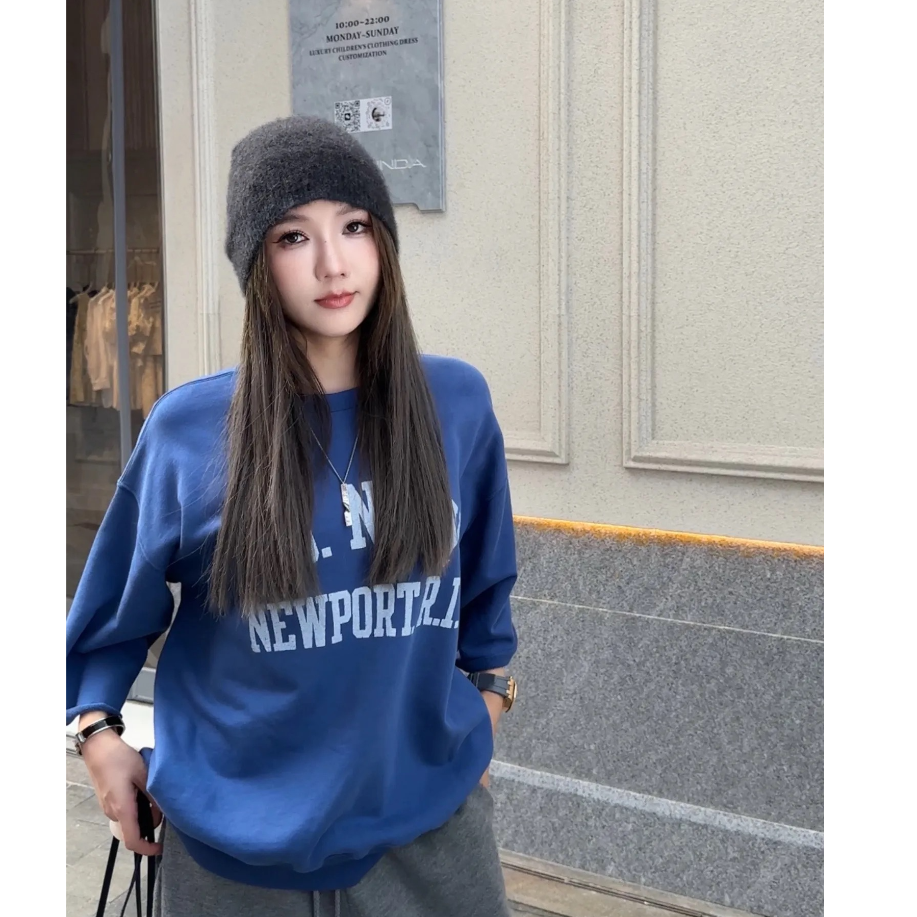 AMAZING IN | 1oo%棉 | 中袖字母洗水卫衣女A250630-AI56BTE13069