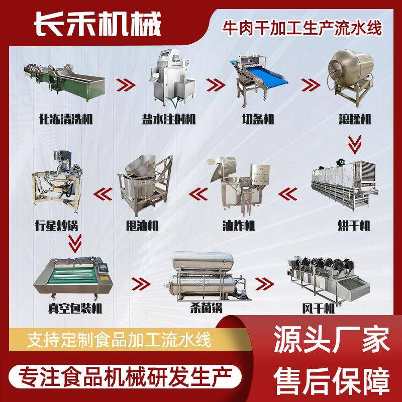 香辣牛肉干生产流水线牦牛肉干制作生产风味牛肉粒加工设备