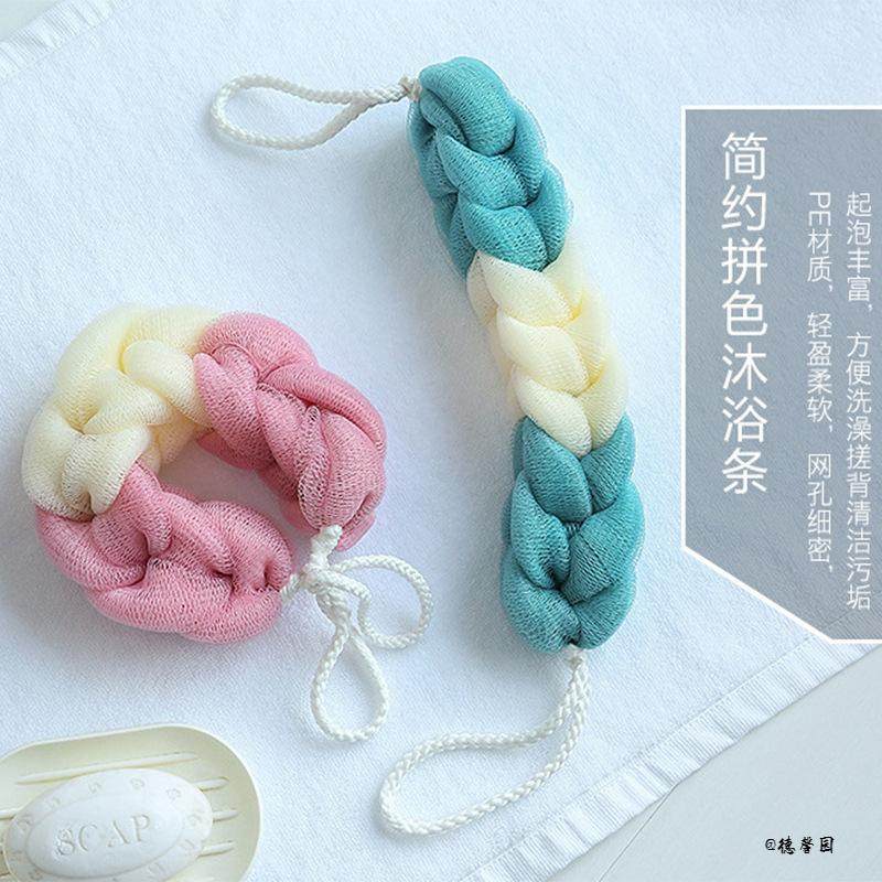简约彩色沐浴条拼色拉背条浴花搓澡沐浴球撞色长条洗澡球起泡网,家庭/个人清洁工具,沐浴球,淘宝优惠券,粉丝福利购,淘宝优惠卷