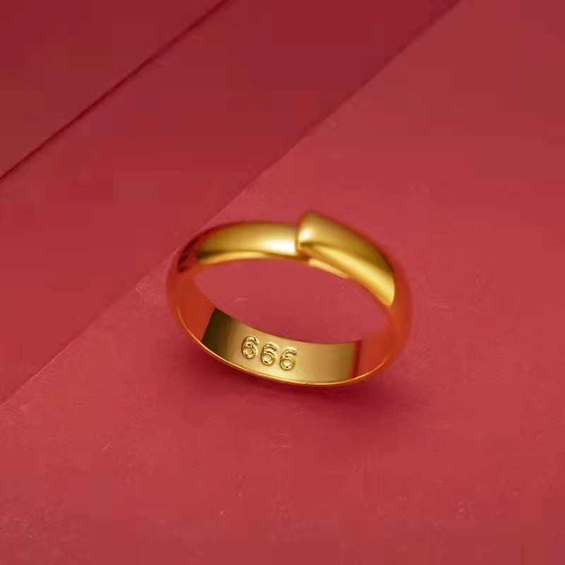 条戒素戒黄铜镀金戒指情侣款久不