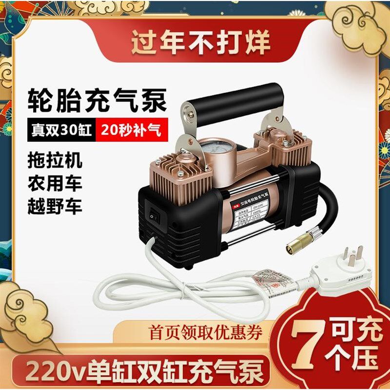 德国进口220v家用充气泵多功能便携式打气泵车载电动自动打气筒充