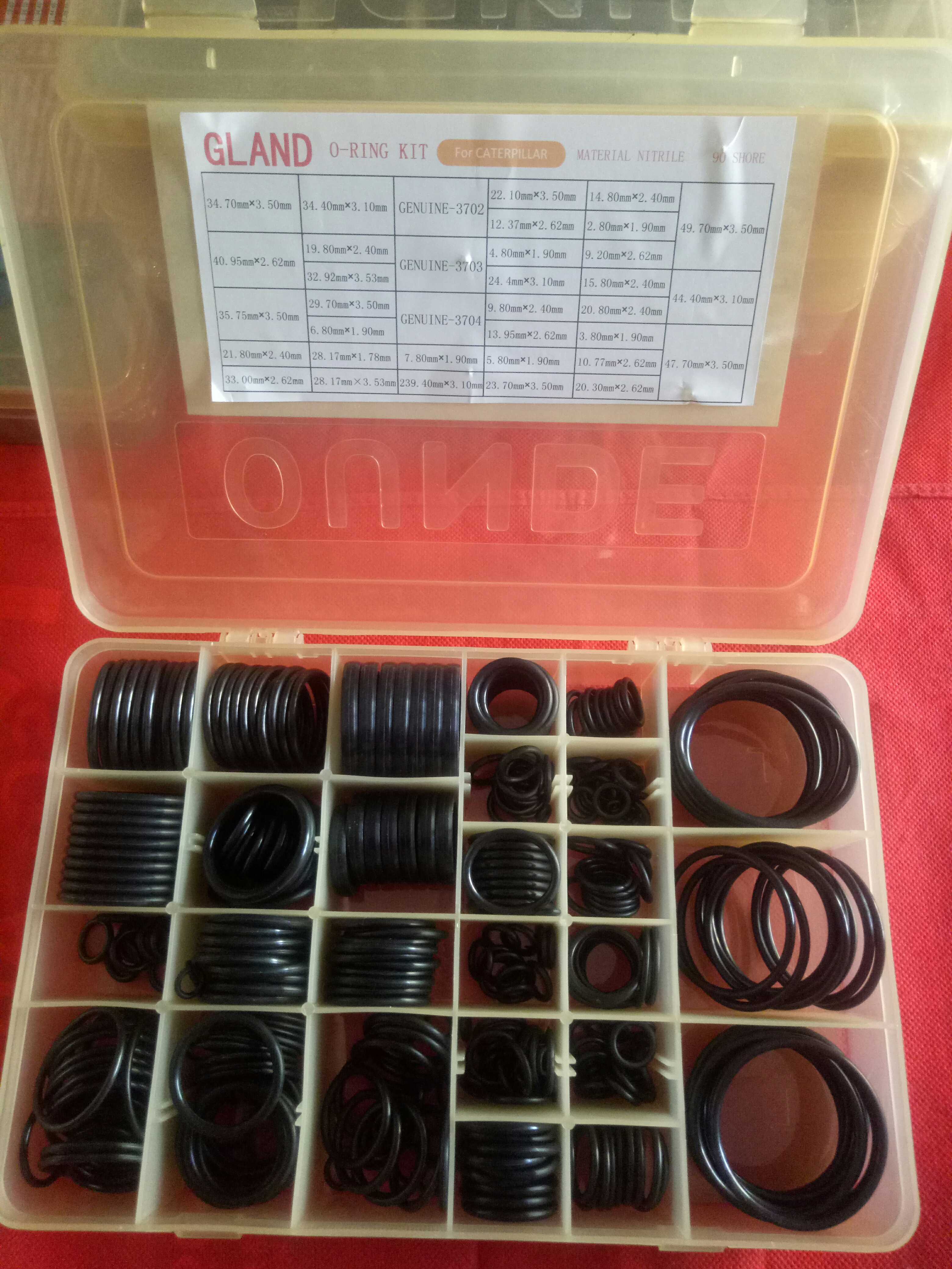卡特挖掘机配件透明盒装优质O型圈密封圈盒装胶圈适用-卡特挖掘机