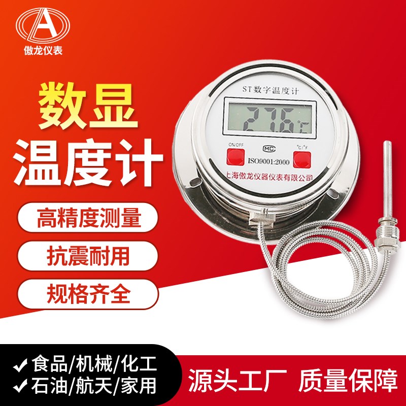 DTM-491型分体挂装双金属数显温度计全不锈钢工业用高温500度测温