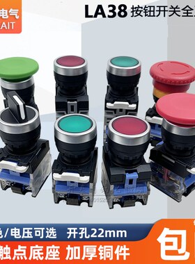 LA38-11BN 11X/2/3 11ZS 11M平头复位带灯按钮选择开关急停开关