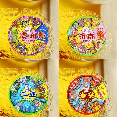 三亚冰箱贴天涯海角木质转盘可转动冰箱贴文创礼品景点旅游纪念