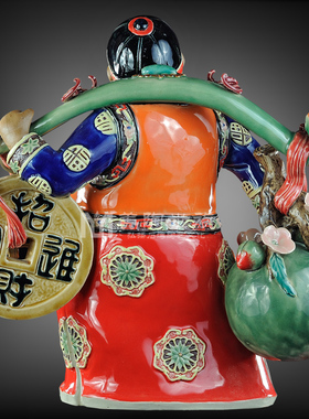 石湾陶瓷公仔大师工艺开业礼品家居门客厅招财装饰品运财童子摆件