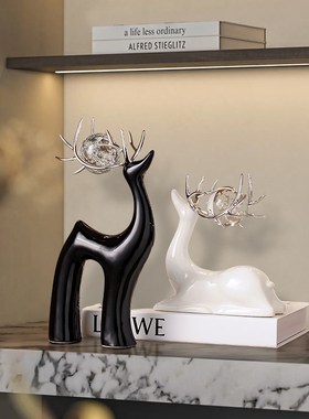 水晶球小鹿客厅摆件高端大气上档次酒柜电视展示柜高端艺术装饰品