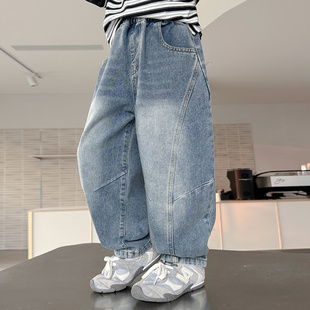 【悠悠童话】男童春装裤子2026新款儿童牛仔裤春秋款阔腿裤帅气潮