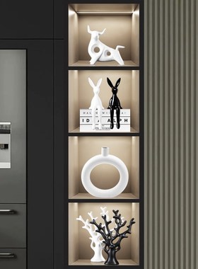 长耳兔子坐姿小摆件轻奢软装高级感家居客厅电视柜酒柜装饰品