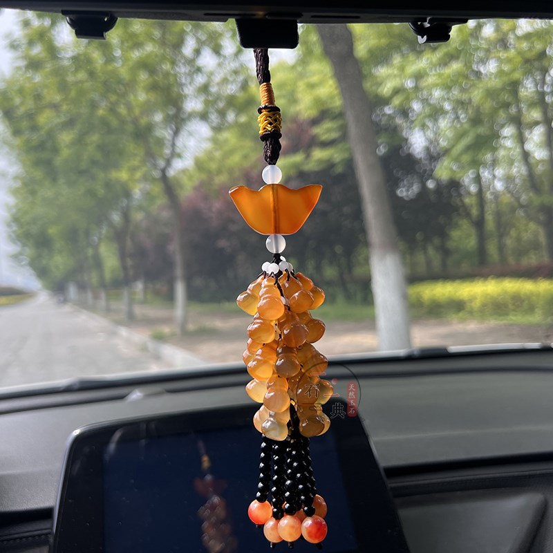 玉石车挂男女款天然玛瑙水晶包饰玉髓葫芦饰品古风汽车后视镜挂件